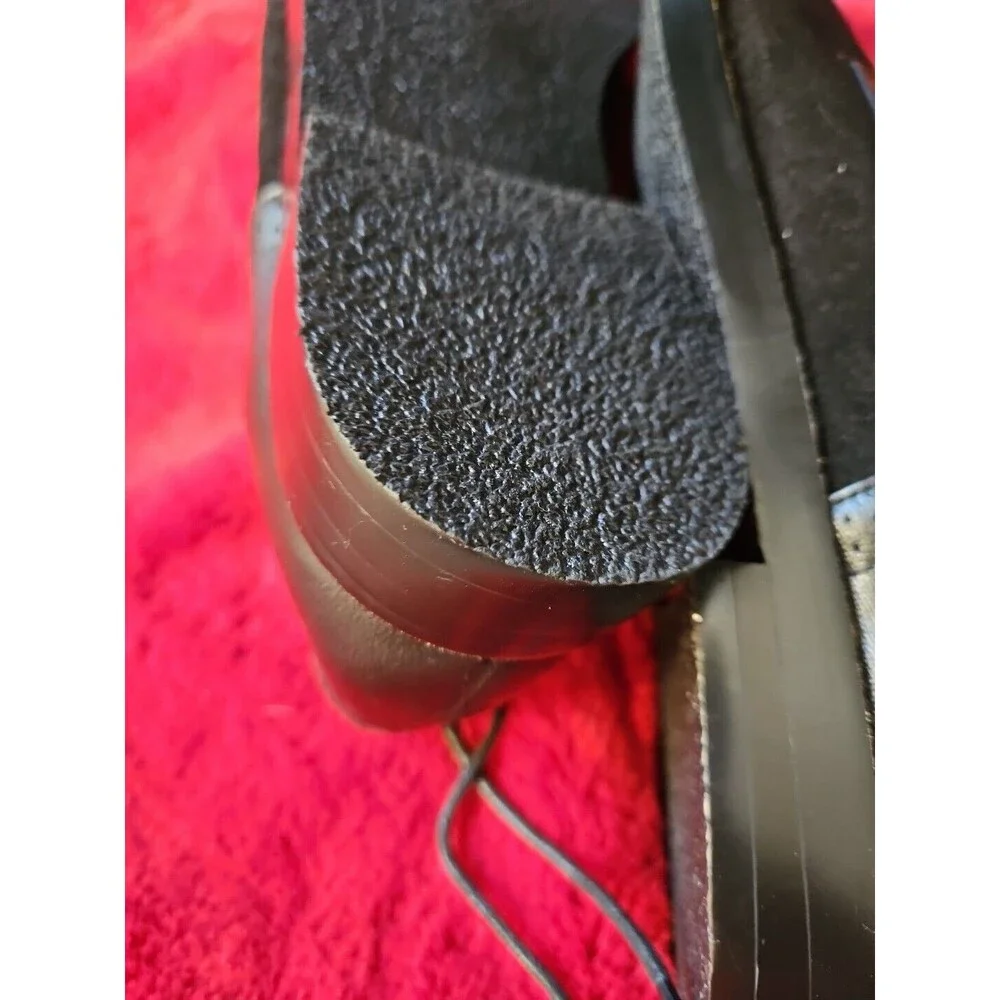 Ellos Lace-Up Oxford Flats Black Suede Leather Brogue Almond Toe Shoes Sz 11 NEW
